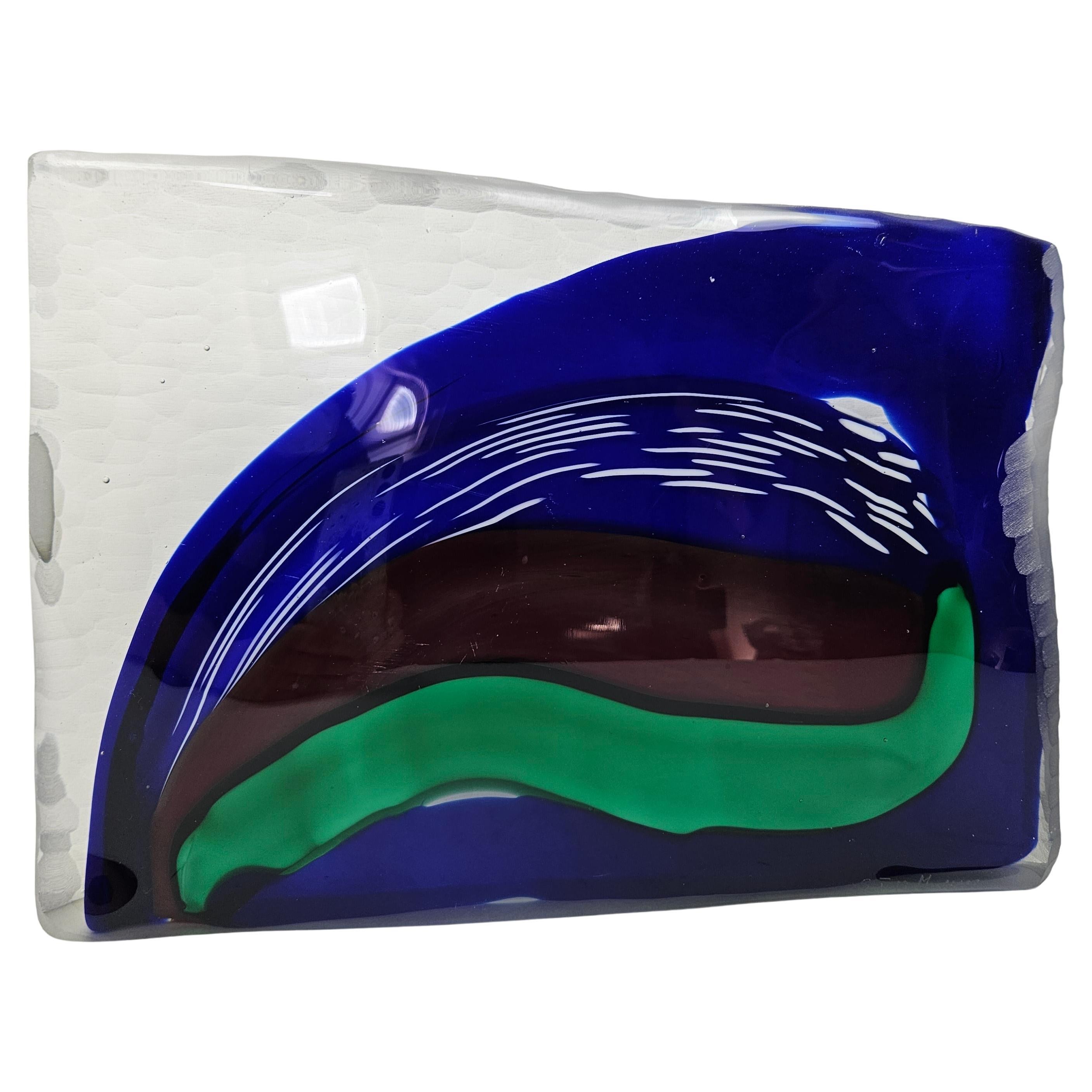Large Blue an Green Murano Glass Object by Stefano Toso, 1990's