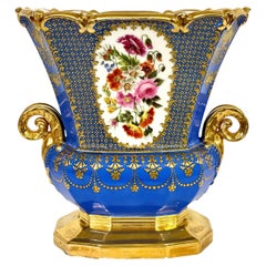 Grande vaso blu cobalto Opulent Porcelaine de Paris del XIX secolo