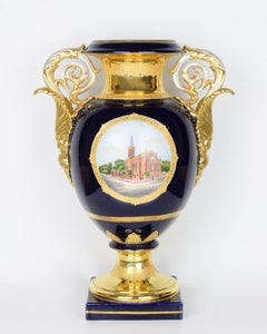 Large Blue and Gold Porcelain Vase