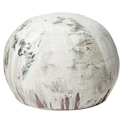 large blue and grey stoneware ceramic stool by Benoit Audureau 2025 seat design