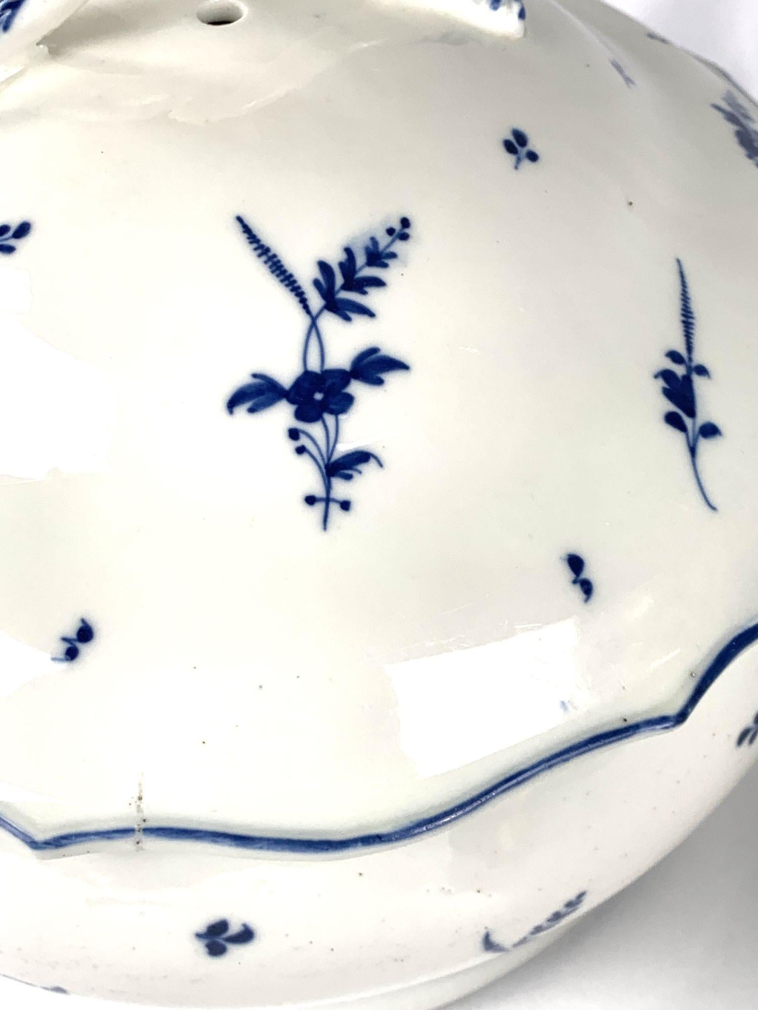 Rococo Large Blue and White Arras Porcelain Round Soup Tureen French 18th Century For Sale