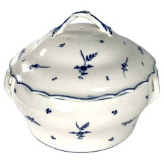 Large Blue and White Arras Porcelain Round Soup Tureen French 18th Century