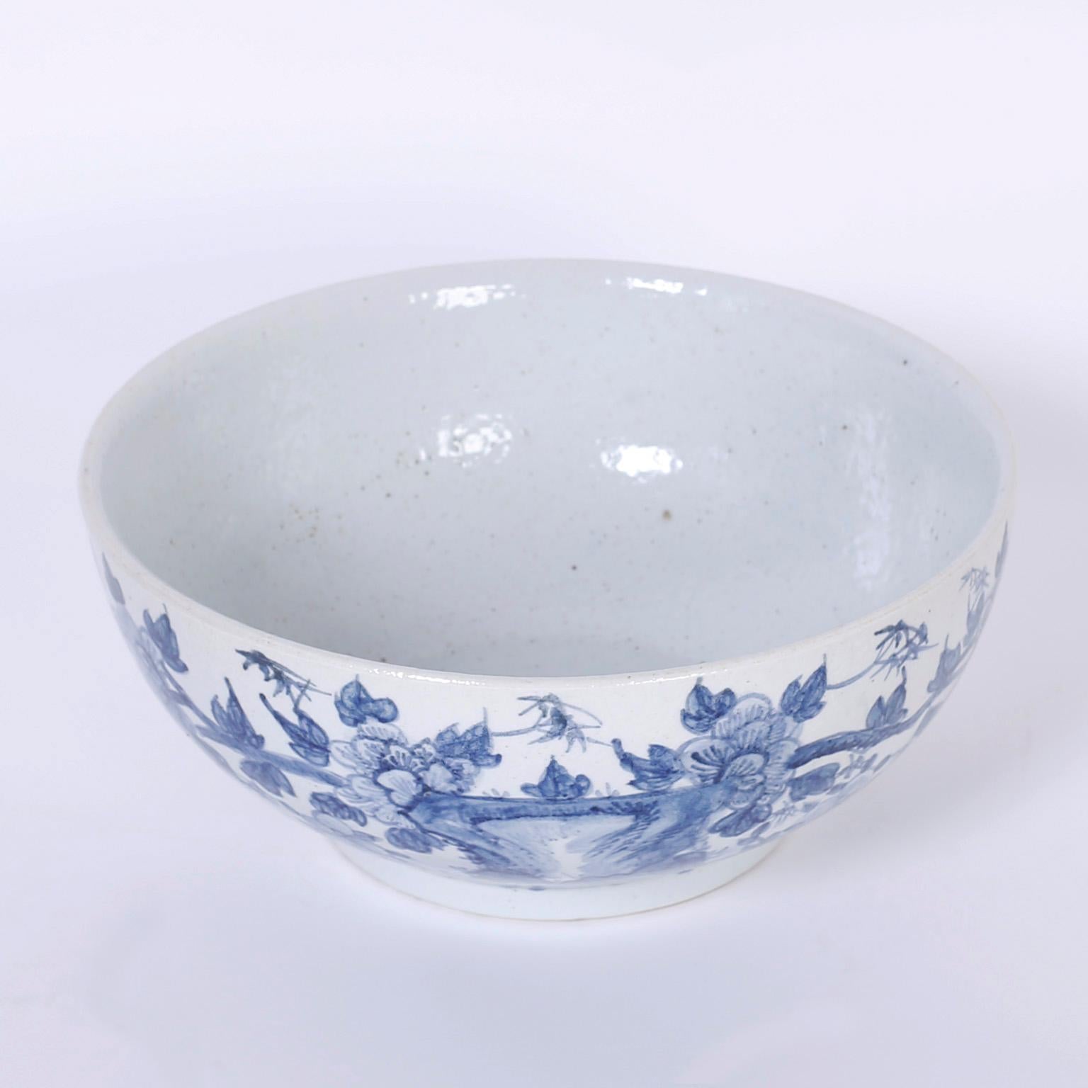 large blue and white chinese bowl