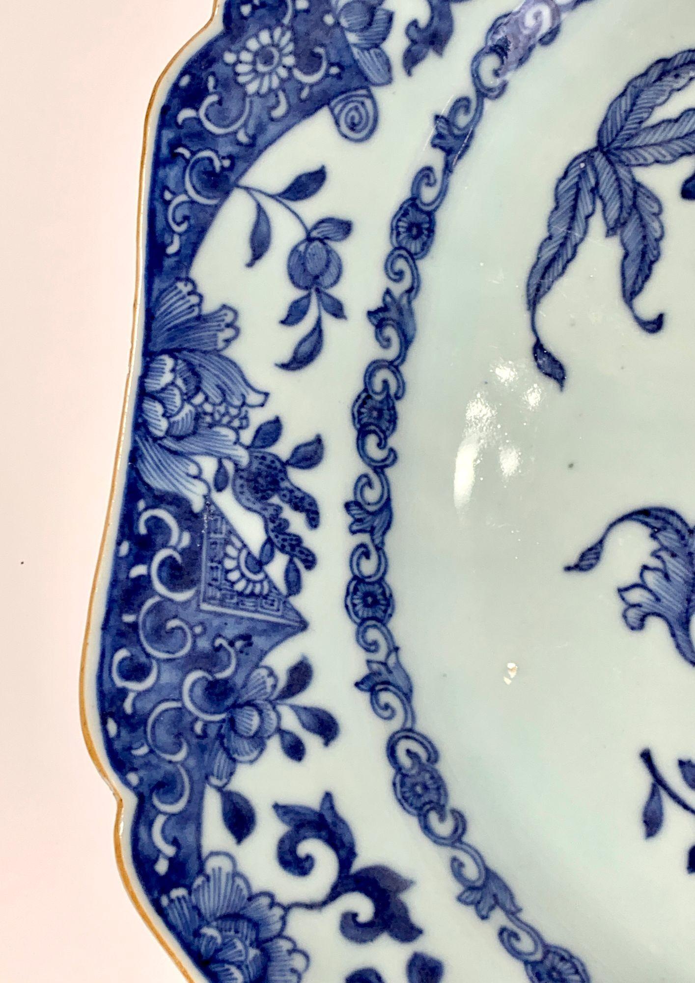 Hand-Painted Large Blue and White Chinese Porcelain Platter Circa 1770 Qianlong Era