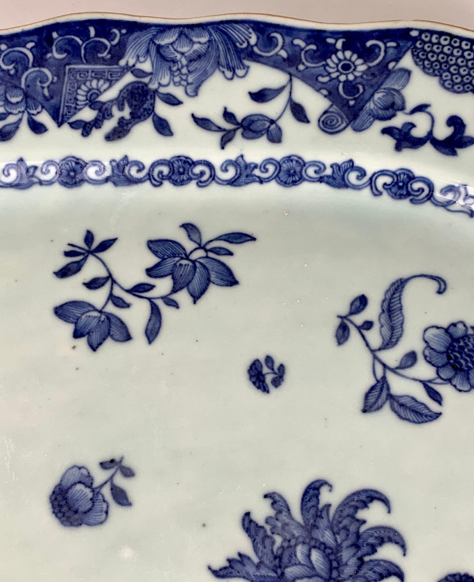 Large Blue and White Chinese Porcelain Platter Circa 1770 Qianlong Era 1