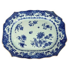 Large Blue and White Chinese Porcelain Platter Circa 1770 Qianlong Era