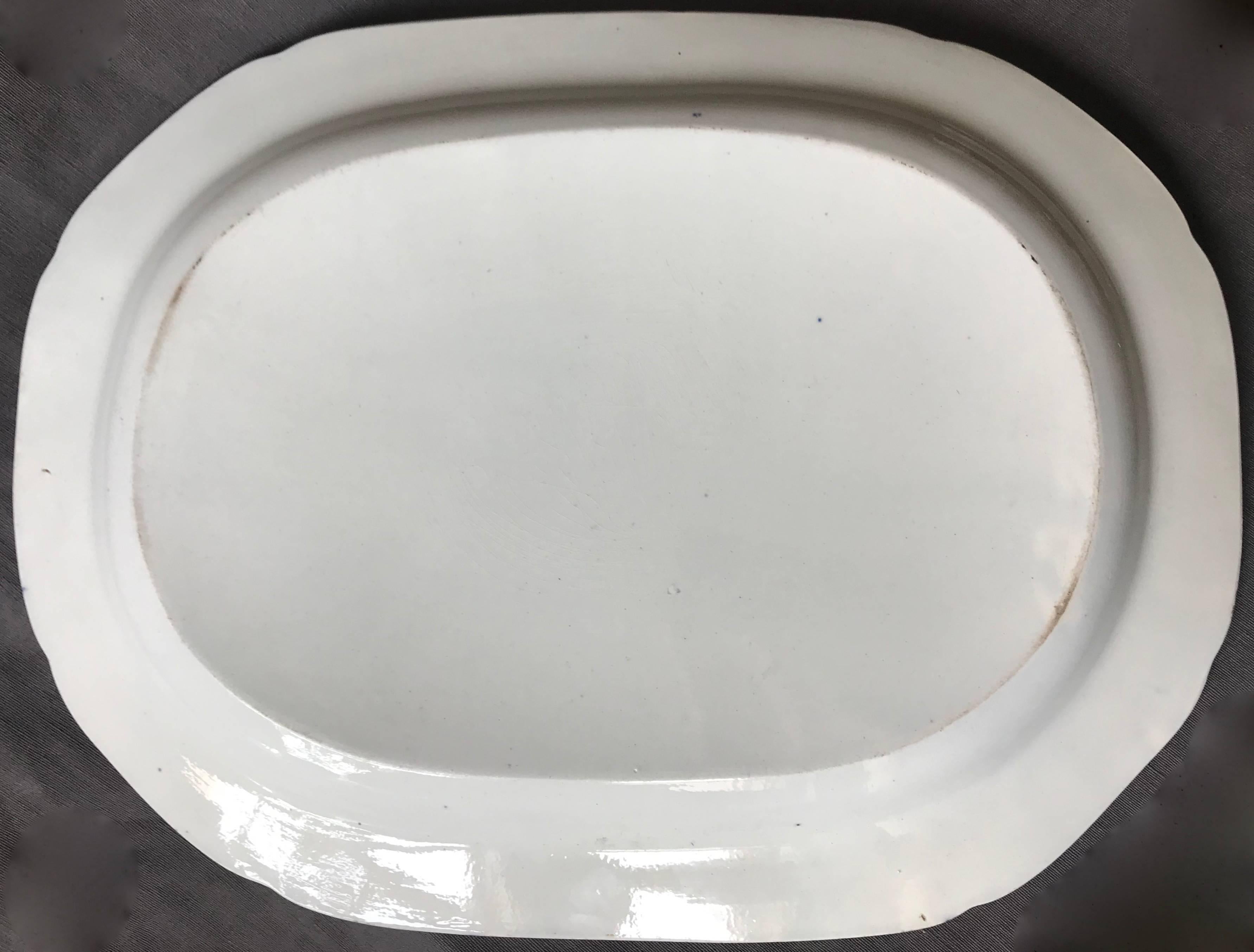 Large Blue and White Chinoiserie Platter 1
