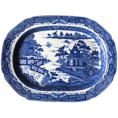 Large Blue and White Chinoiserie Platter
