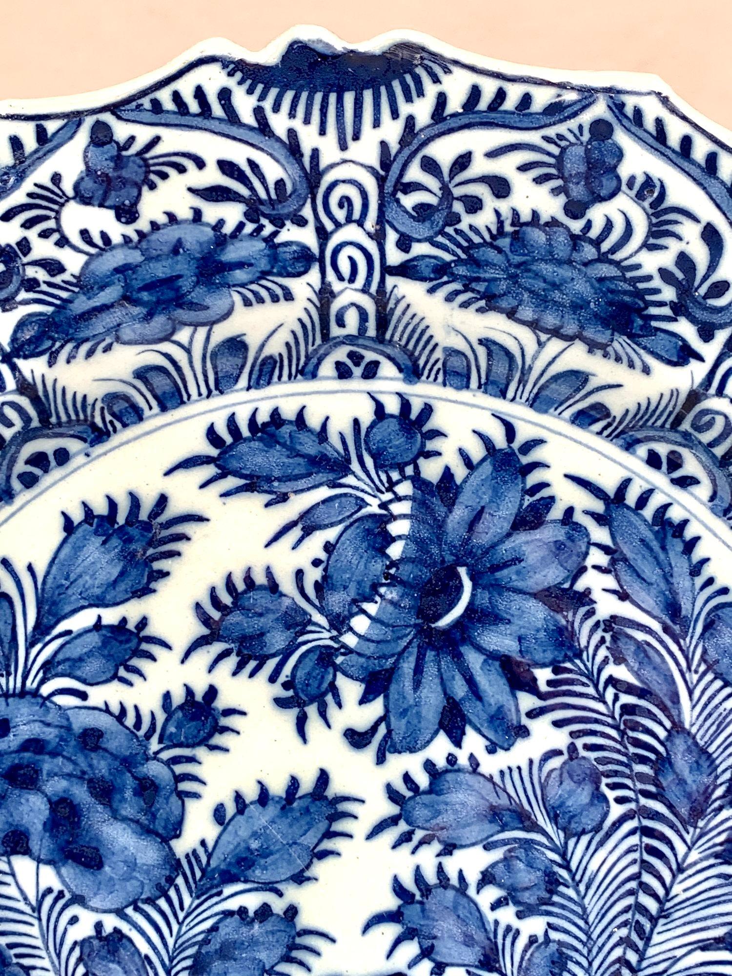 Hand-Painted Large Blue and White Delft Charger Hand Painted at The Axe Holland Circa 1770