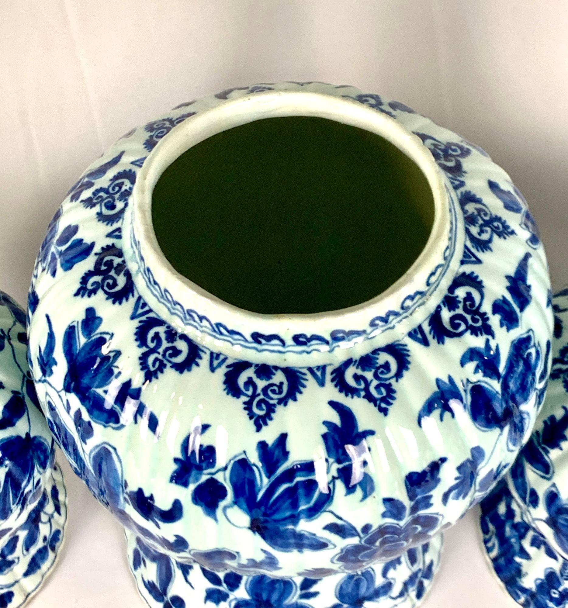 Large Blue and White Delft Garniture Set Hand Painted Netherlands 6