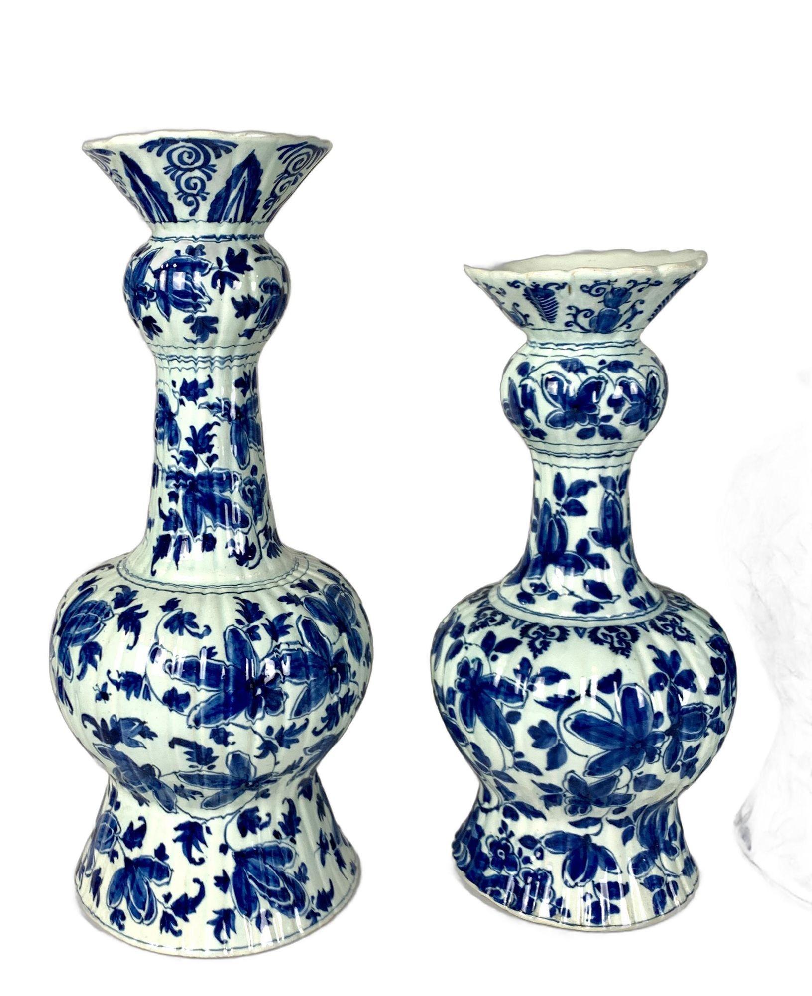 Chinoiserie Large Blue and White Delft Garniture Set Hand Painted Netherlands  For Sale