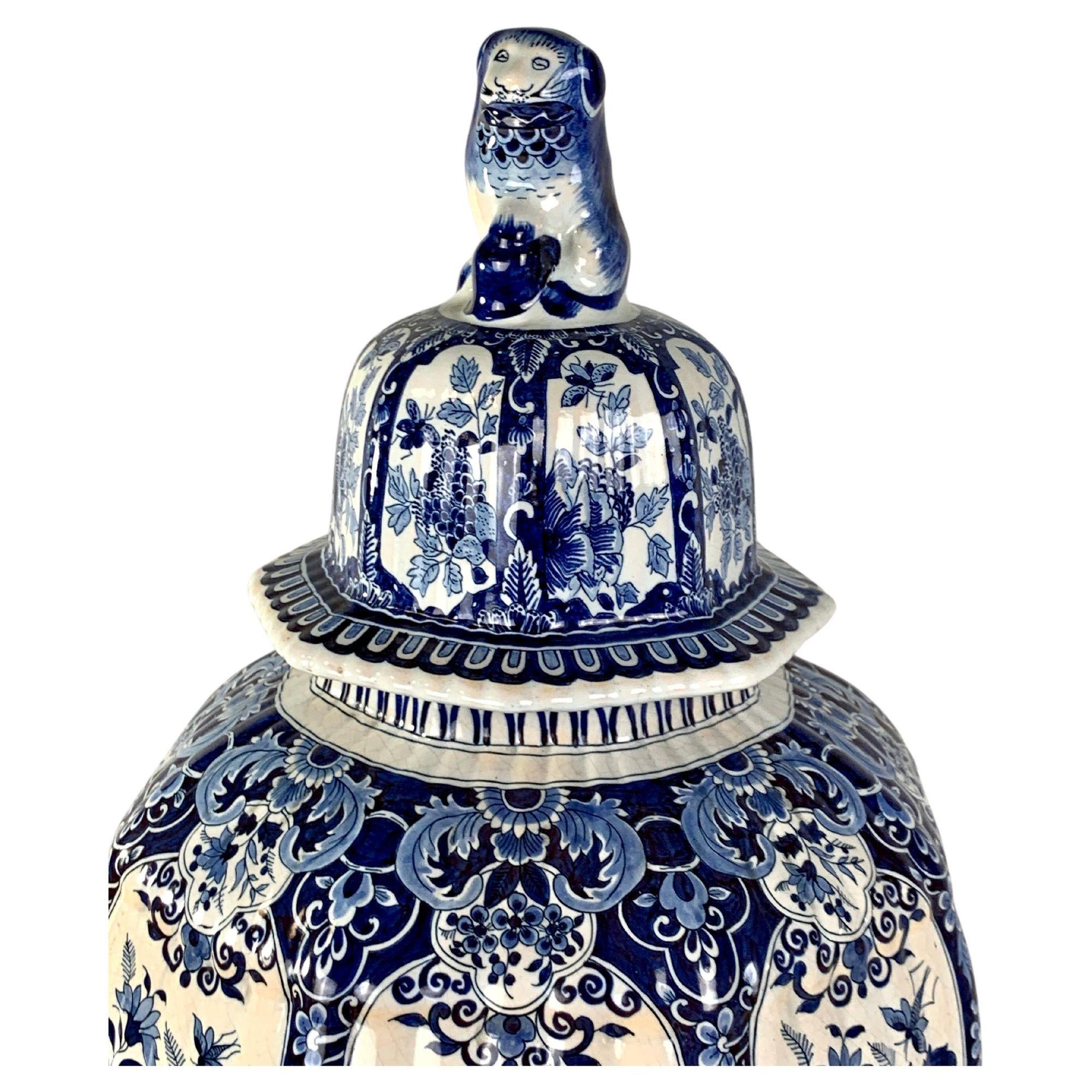 19th Century Large Blue and White Delft Jar Made Belgium Circa 1890 For Sale