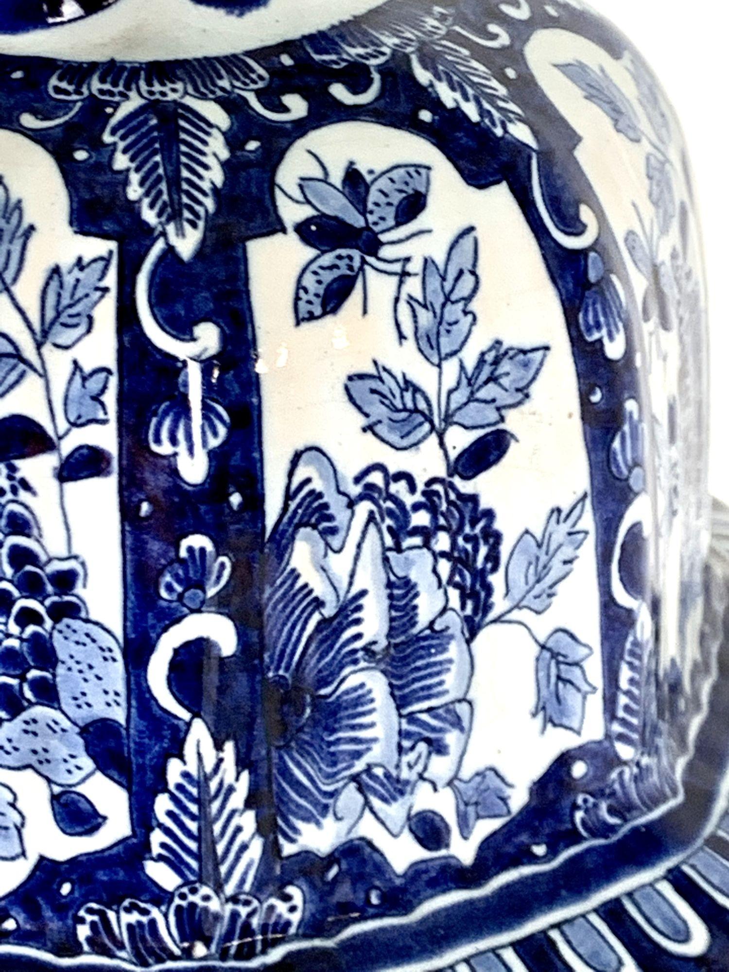 Large Blue and White Delft Jar Made Belgium Circa 1890 For Sale 1