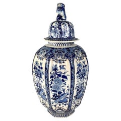 Large Blue and White Delft Jar Made Belgium Circa 1890