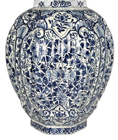 Large Blue and White Delft Jar Netherlands Circa 1880