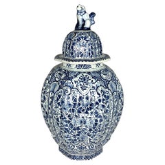 Large Blue and White Delft Jar Netherlands Circa 1880