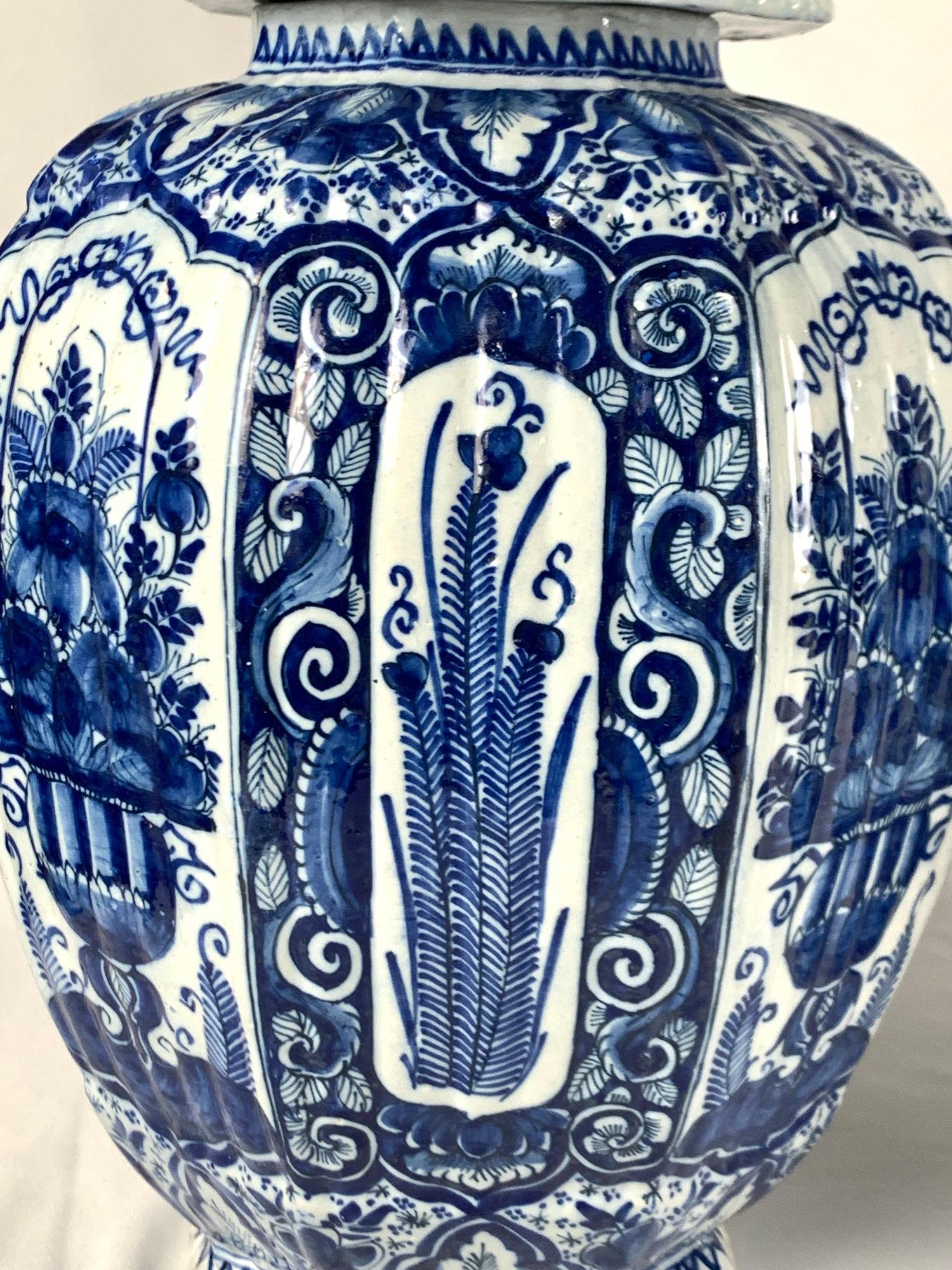 Large Blue and White Delft Jars Hand-Painted 18th Century Netherlands Circa 1780 In Excellent Condition In Katonah, NY