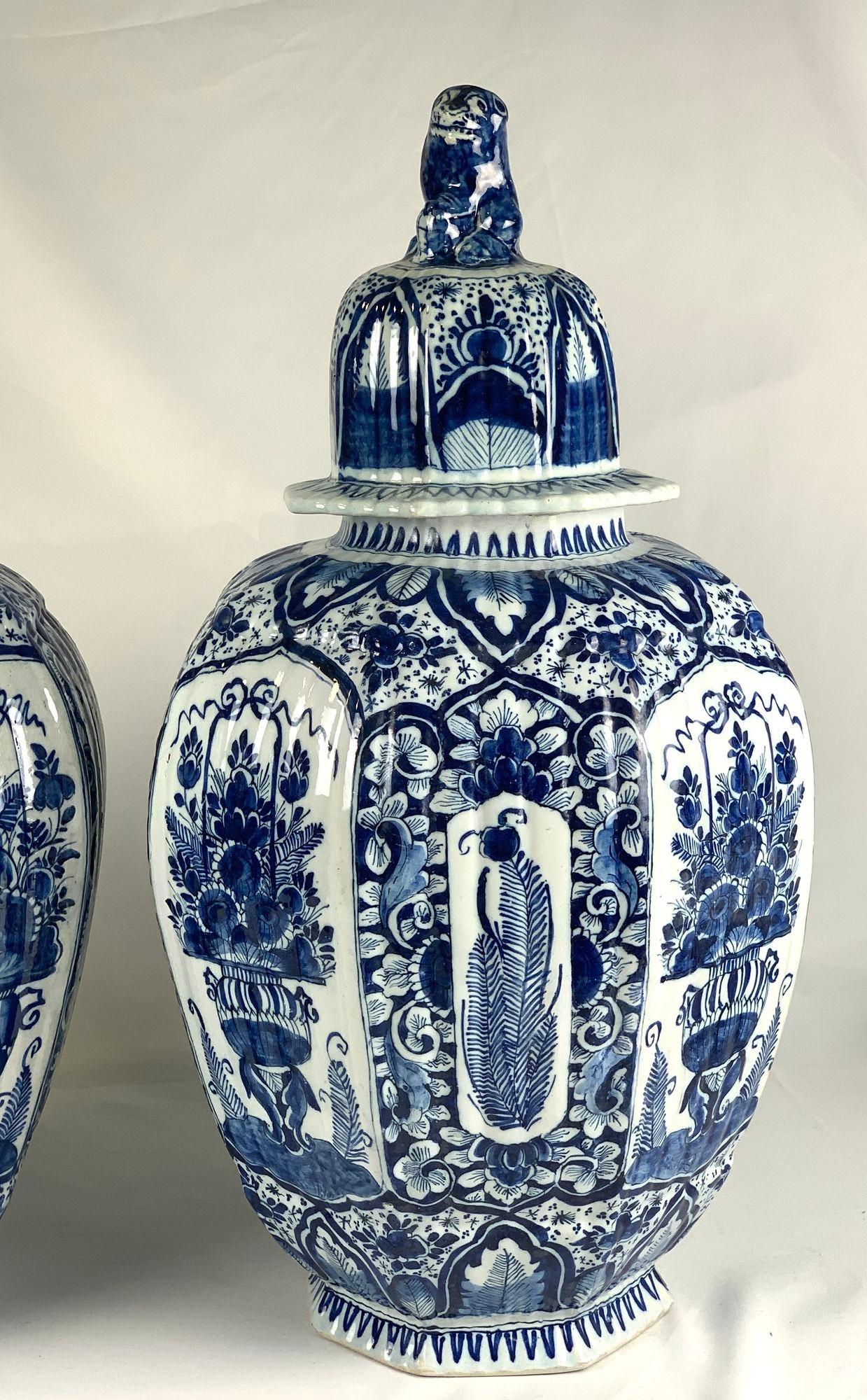 Large Blue and White Delft Jars Hand-Painted 18th Century Netherlands Circa 1780 5