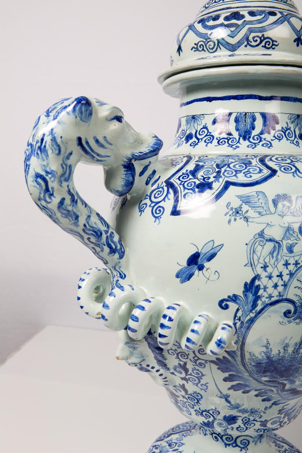 blue and white delft vases
