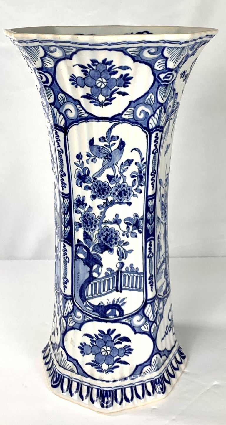 Dutch Large Blue and White Delft Vase For Sale