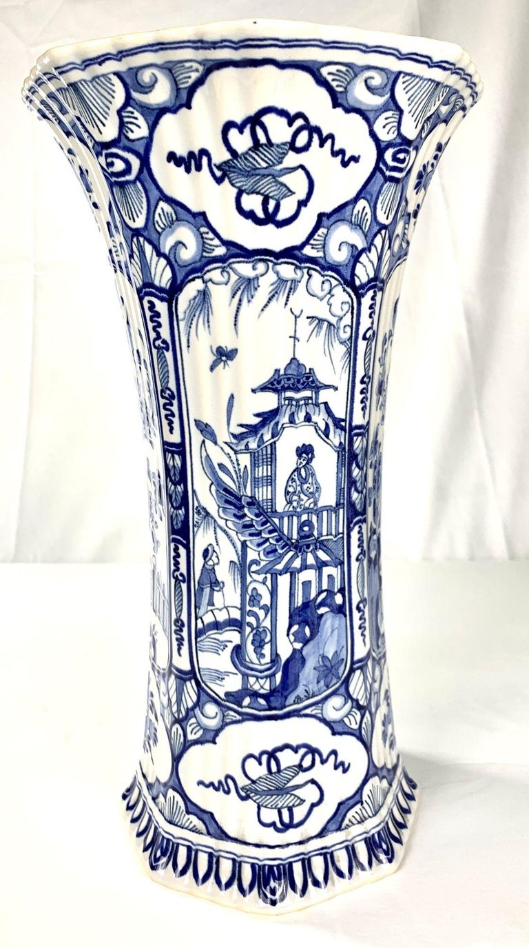 Large Blue and White Delft Vase For Sale 1