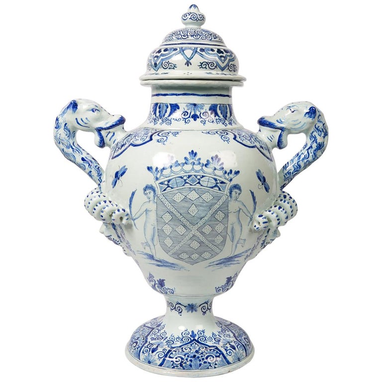 Large Blue and White Delft Vase at 1stDibs
