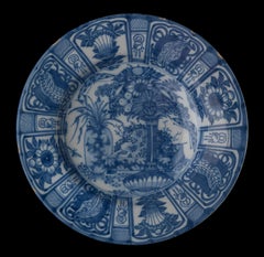 Large Blue and White Dish with Floral Still Life Delft, 1650-1680