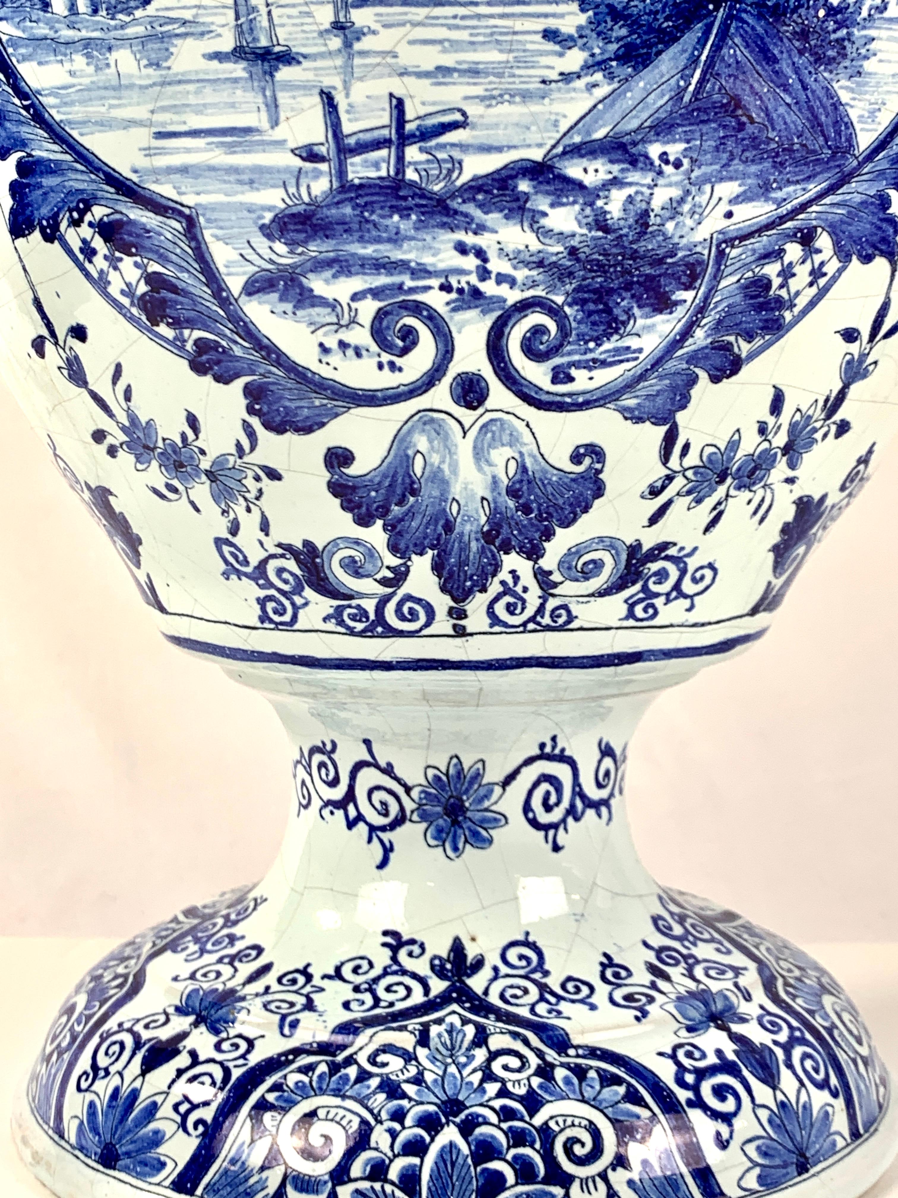 19th Century Large Blue and White Dutch Delft Jar  For Sale