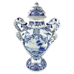 Large Blue and White Dutch Delft Jar 