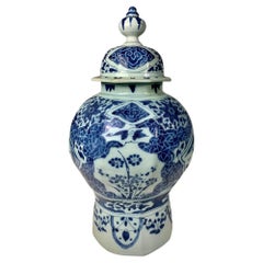 Large Blue and White Dutch Delft Jar Made Early 18th Century, Circa 1710-1720