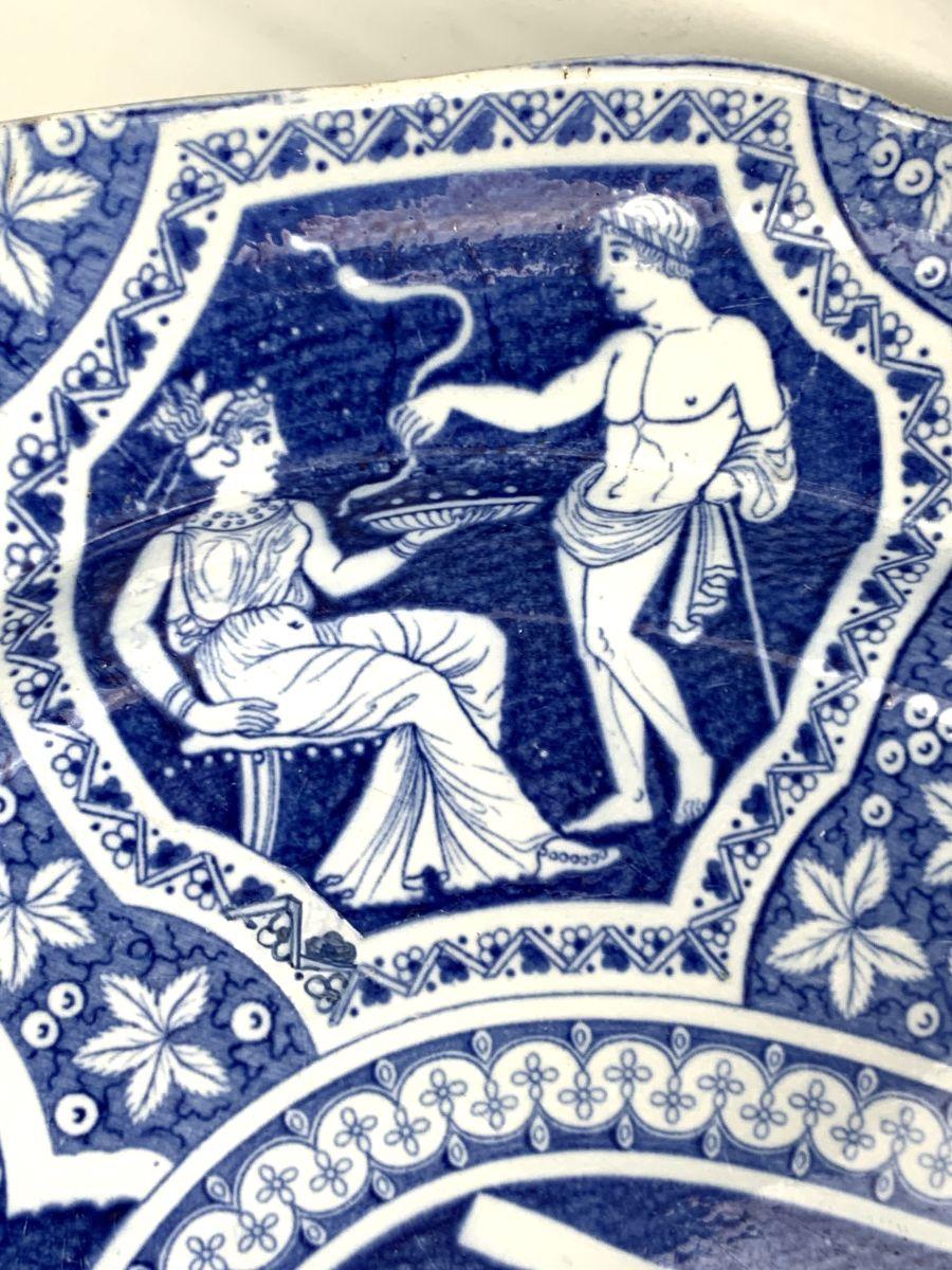 Große blaue und weiße Spode Greekware Platte England CIRCA 1810 Neoklassisch im Angebot 1