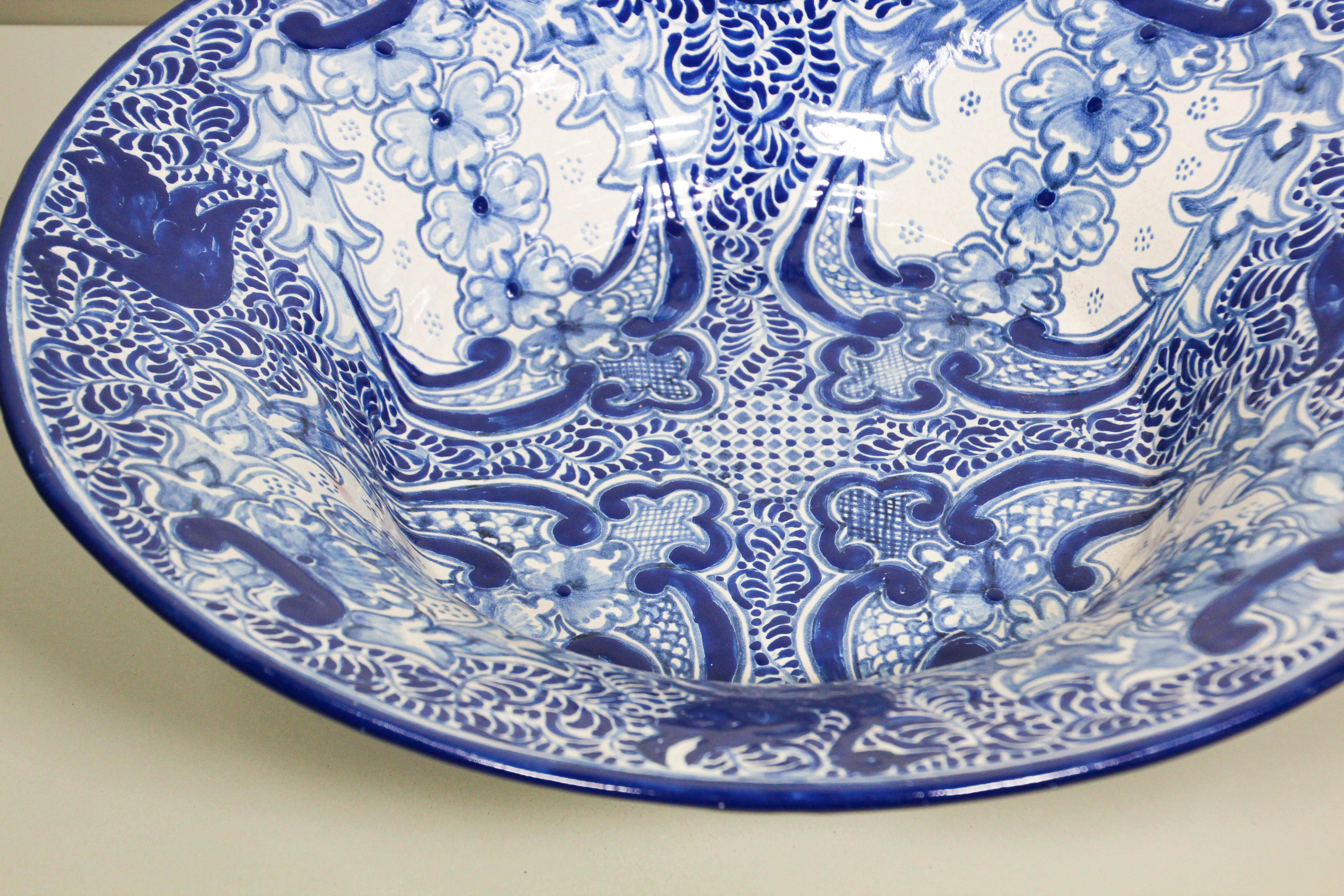blue and white mexican plates