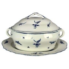 Large Blue and White Porcelain Soup Tureen French 18th Century