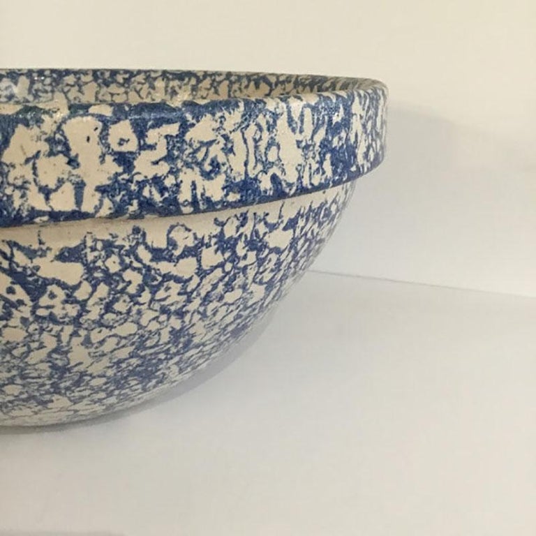 Large Blue and White Spongeware Bowl at 1stDibs blue and white