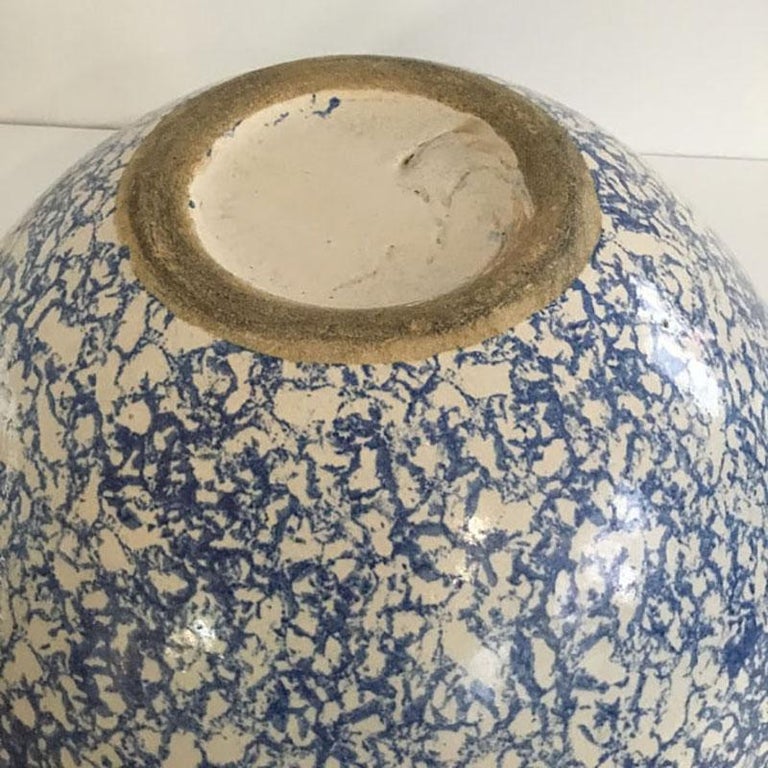 Large Blue and White Spongeware Bowl at 1stDibs blue and white