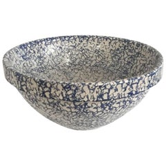 Large Blue and White Spongeware Bowl