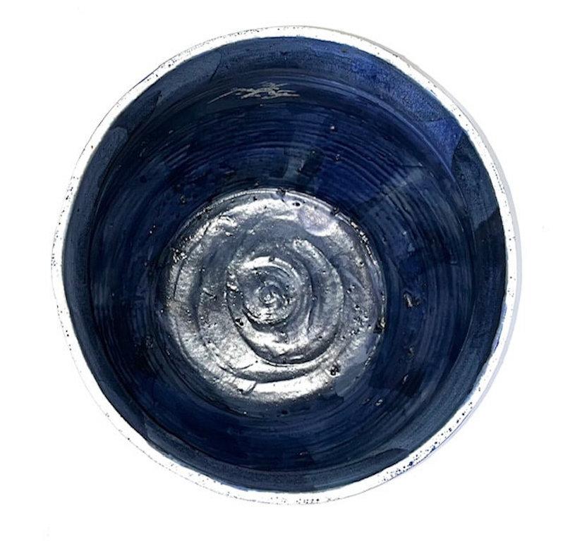 Large Blue and White Fishbowl form Planter or Jardinière, M. Jay Lindsay, 1979 4