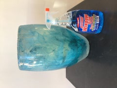 Große blaue Kunstglasvase von Stuart Braunstein