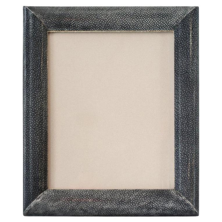 Large Blue/Black Authentic Shagreen Covered Picture Frame