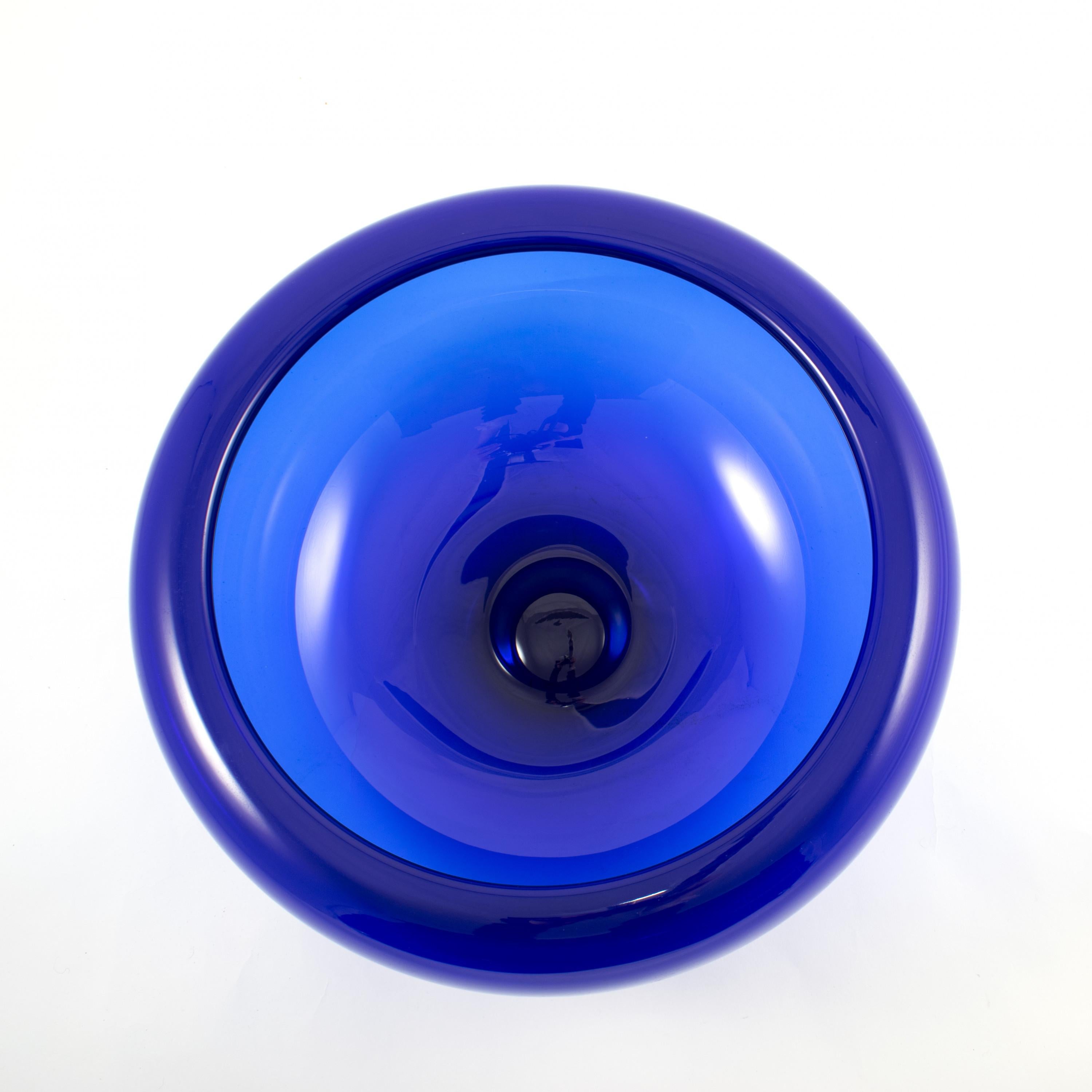 Scandinavian Modern Large Blue Bowl by Per Lutken for Holmegaard