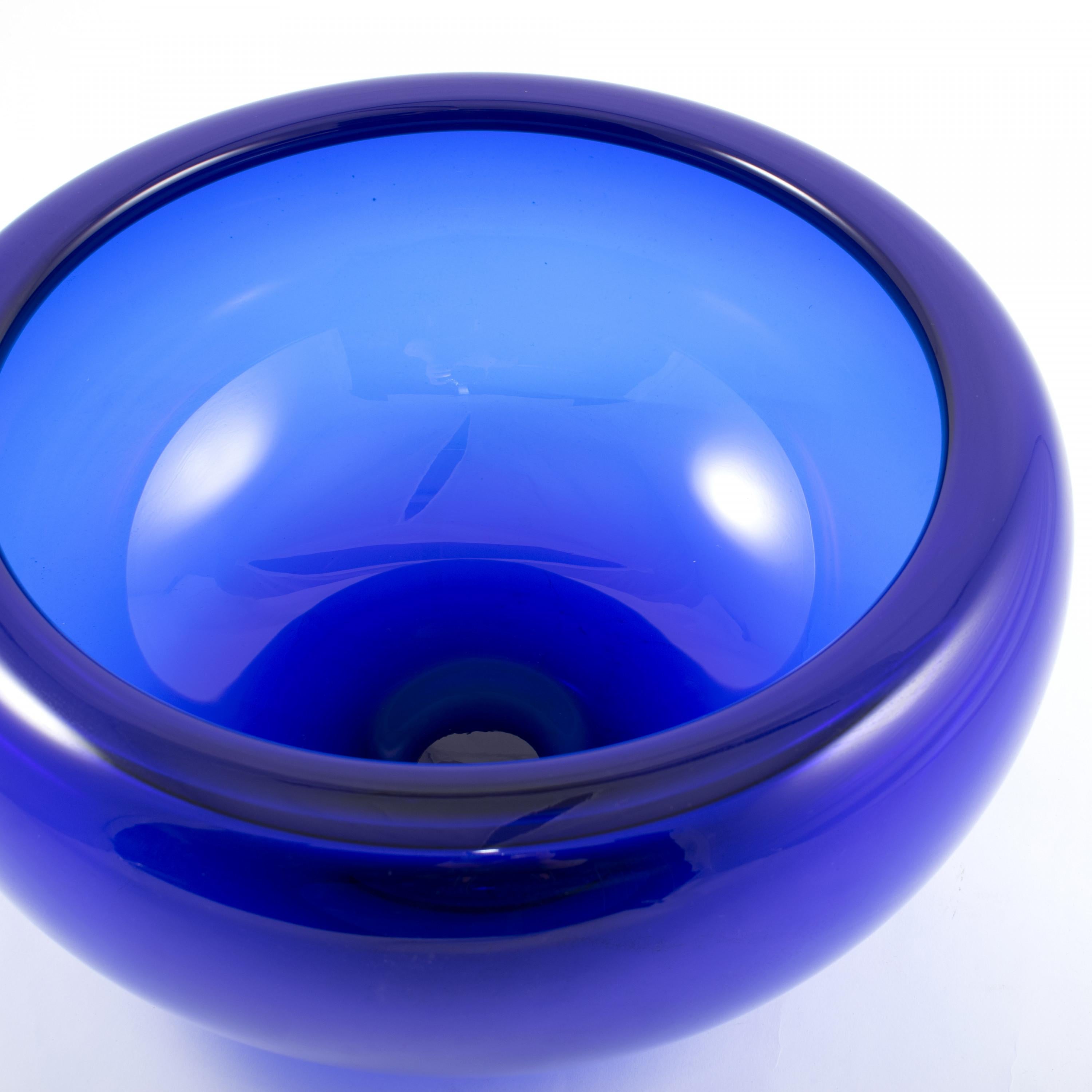 Danish Large Blue Bowl by Per Lutken for Holmegaard
