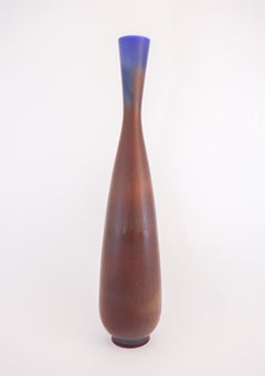 Large Blue & Brown Stoneware Vase, Berndt Friberg, Gustavsberg 1967
