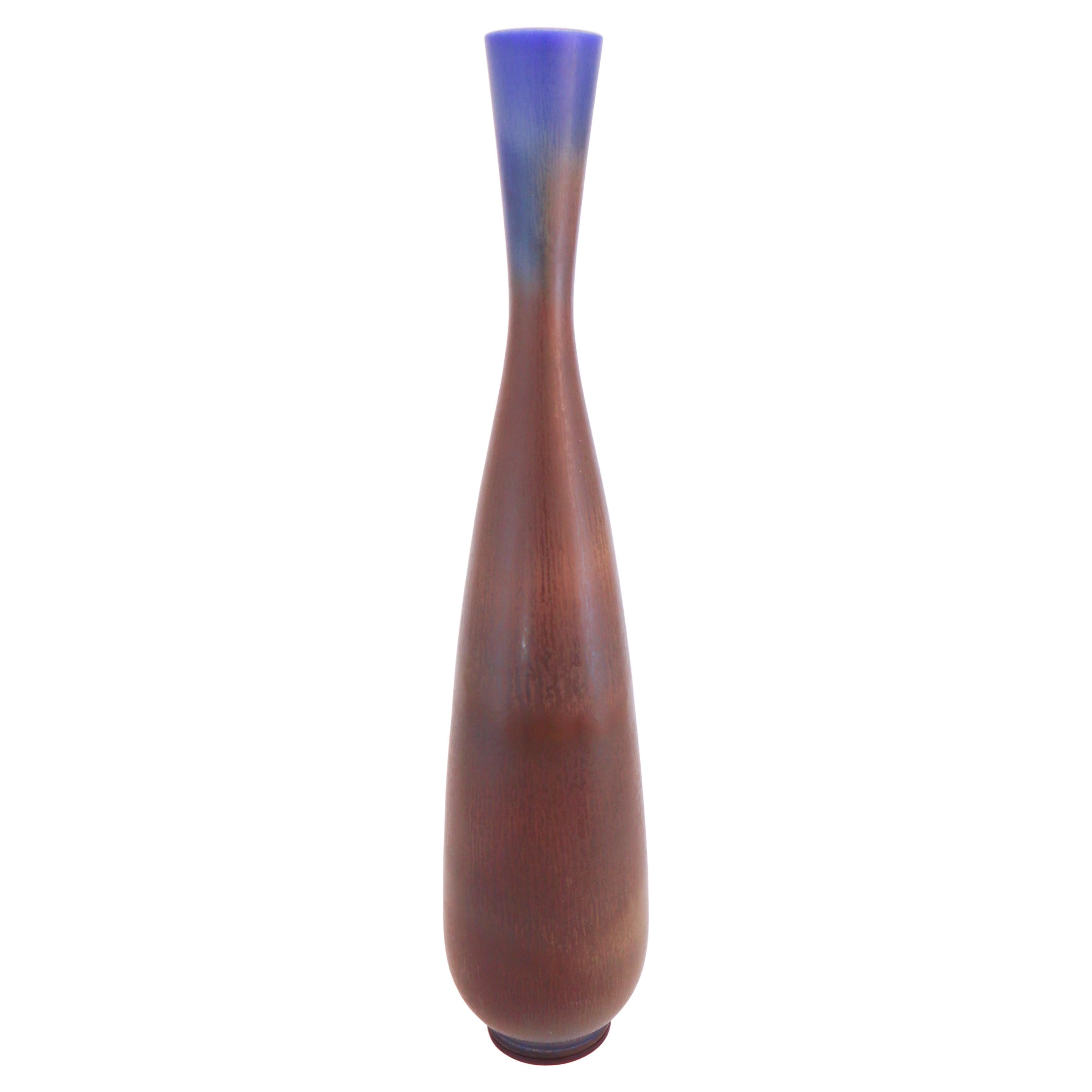 Gran jarrón de gres azul y marrón, Berndt Friberg, Gustavsberg 1967 en venta