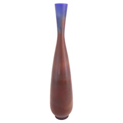 Gran jarrón de gres azul y marrón, Berndt Friberg, Gustavsberg 1967