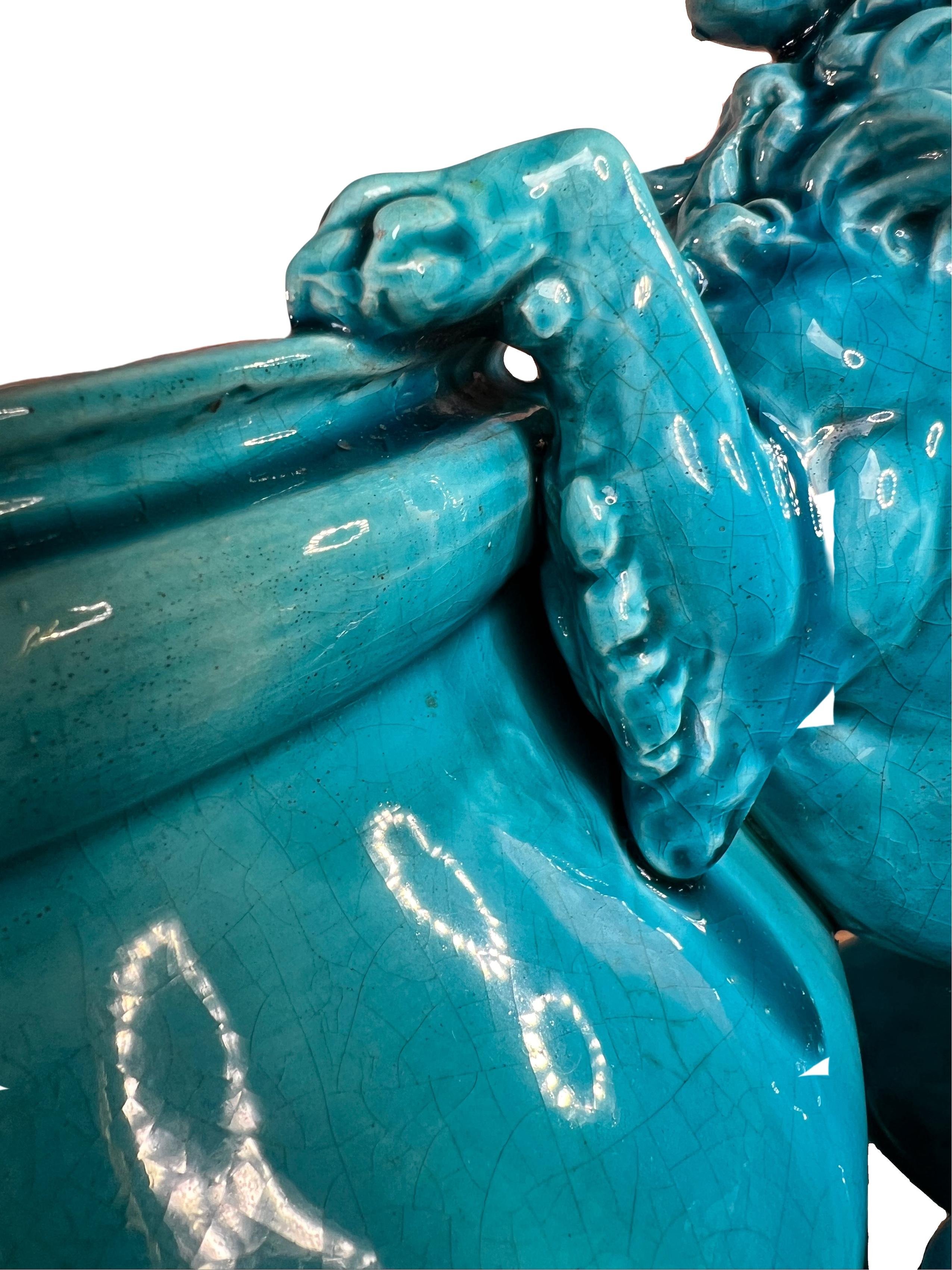 Grande centrotavola in maiolica blu di Bordeaux Jules Vieillard 19° secolo in vendita 2