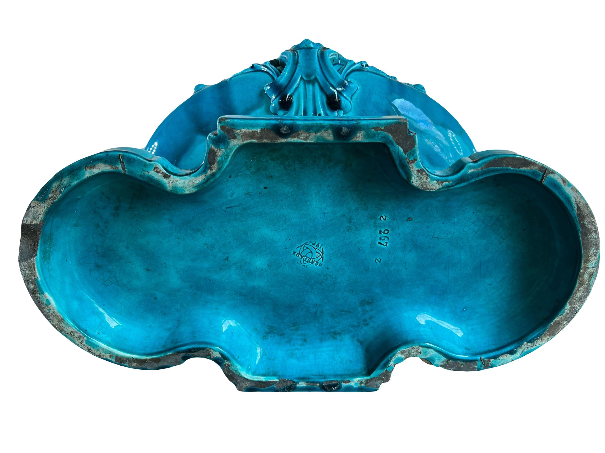 Grande centrotavola in maiolica blu di Bordeaux Jules Vieillard 19° secolo in vendita 7