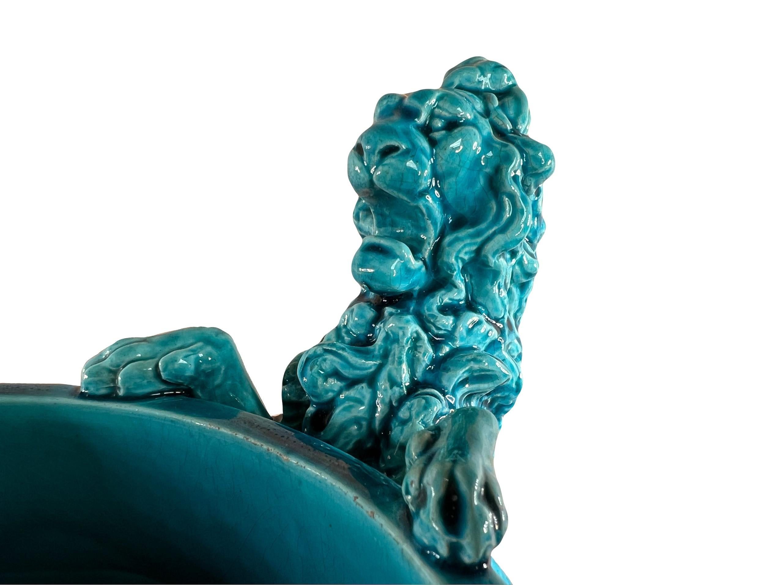 Faenza Grande centrotavola in maiolica blu di Bordeaux Jules Vieillard 19° secolo in vendita