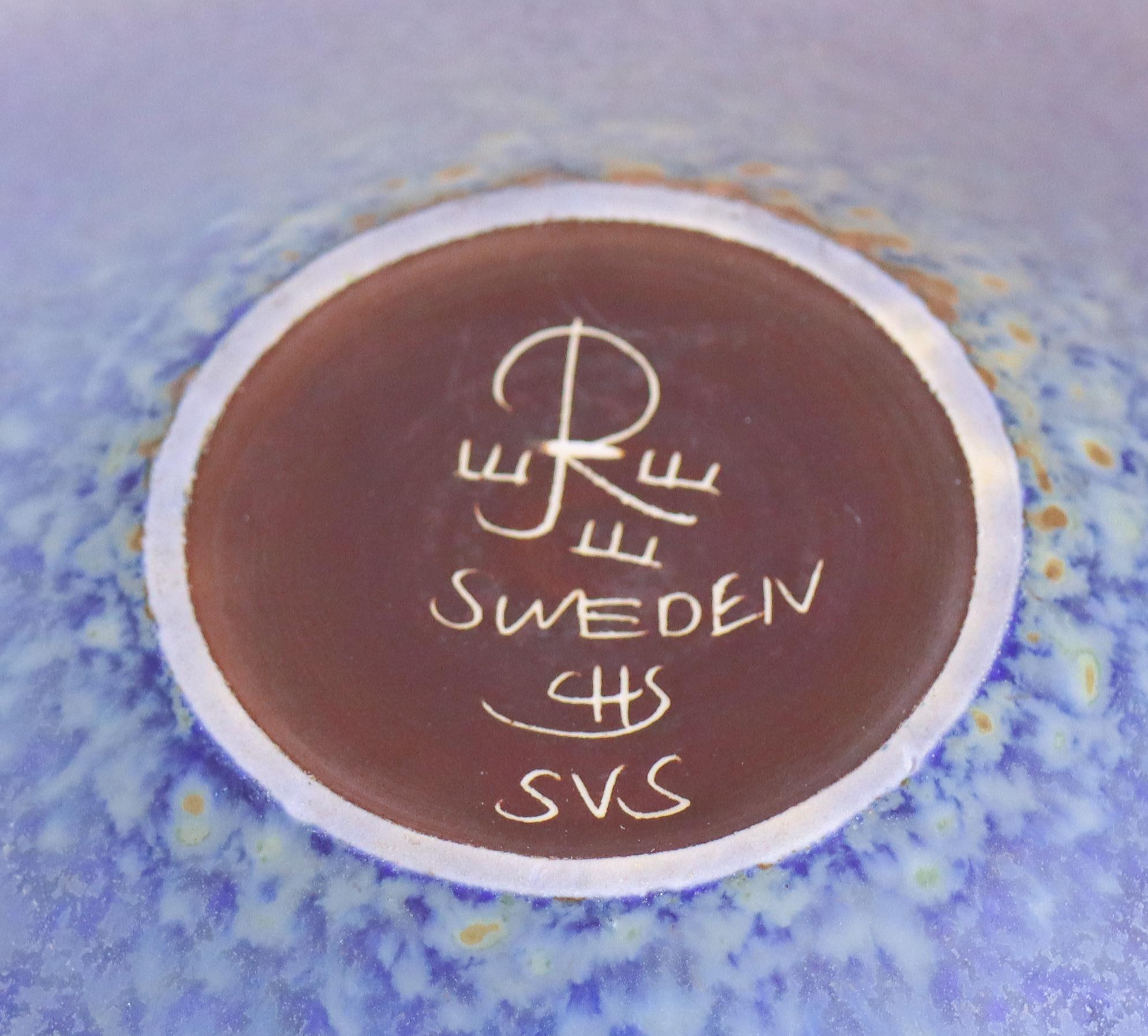 Metà XX secolo Ciotola grande in ceramica blu - Carl-Harry Stålhane - Rörstrand - Anni '50 in vendita
