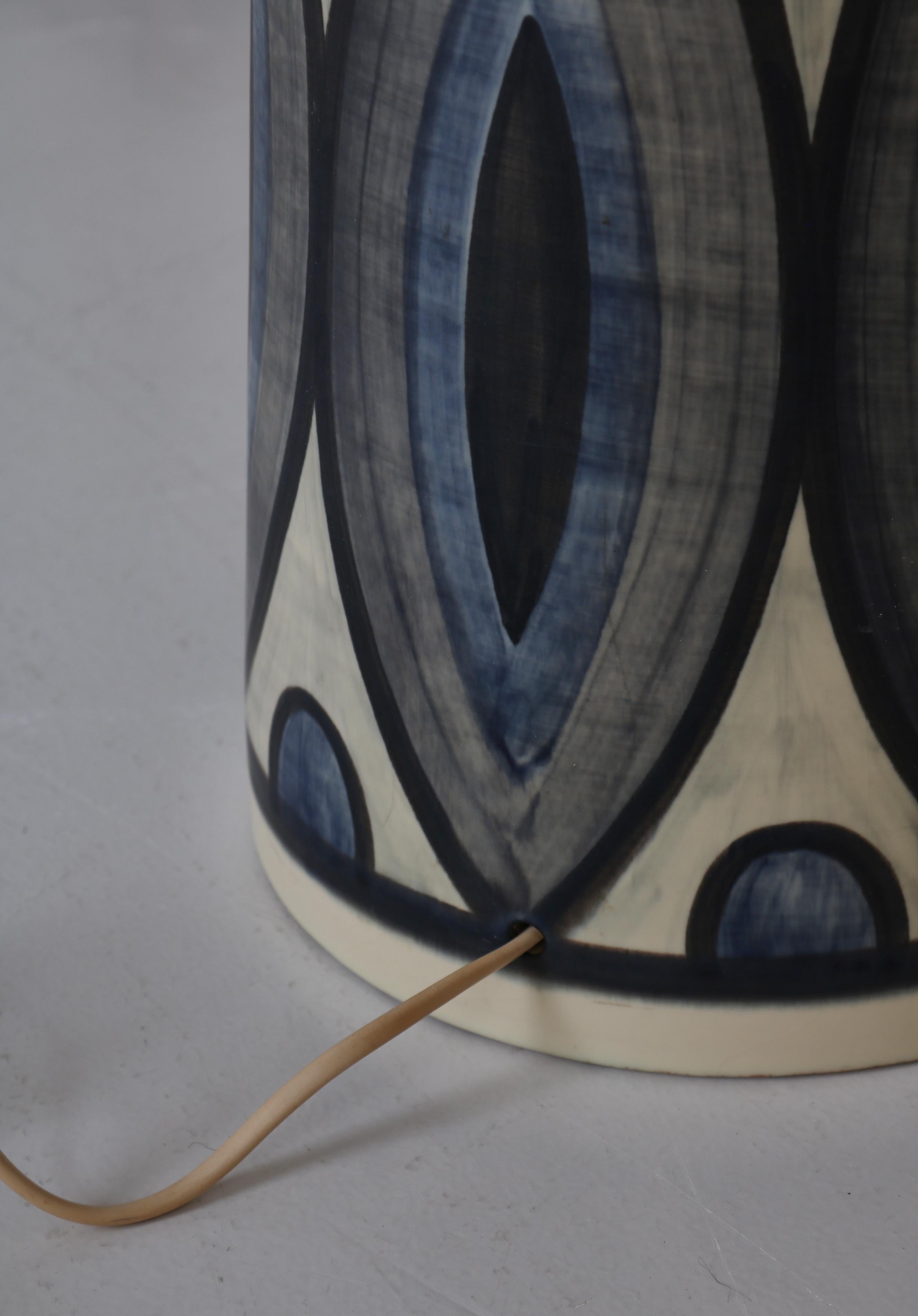 Large Blue Ceramic Floor Lamp by Rigmor Nielsen for Søholm, 1960s, Danish Modern For Sale 6