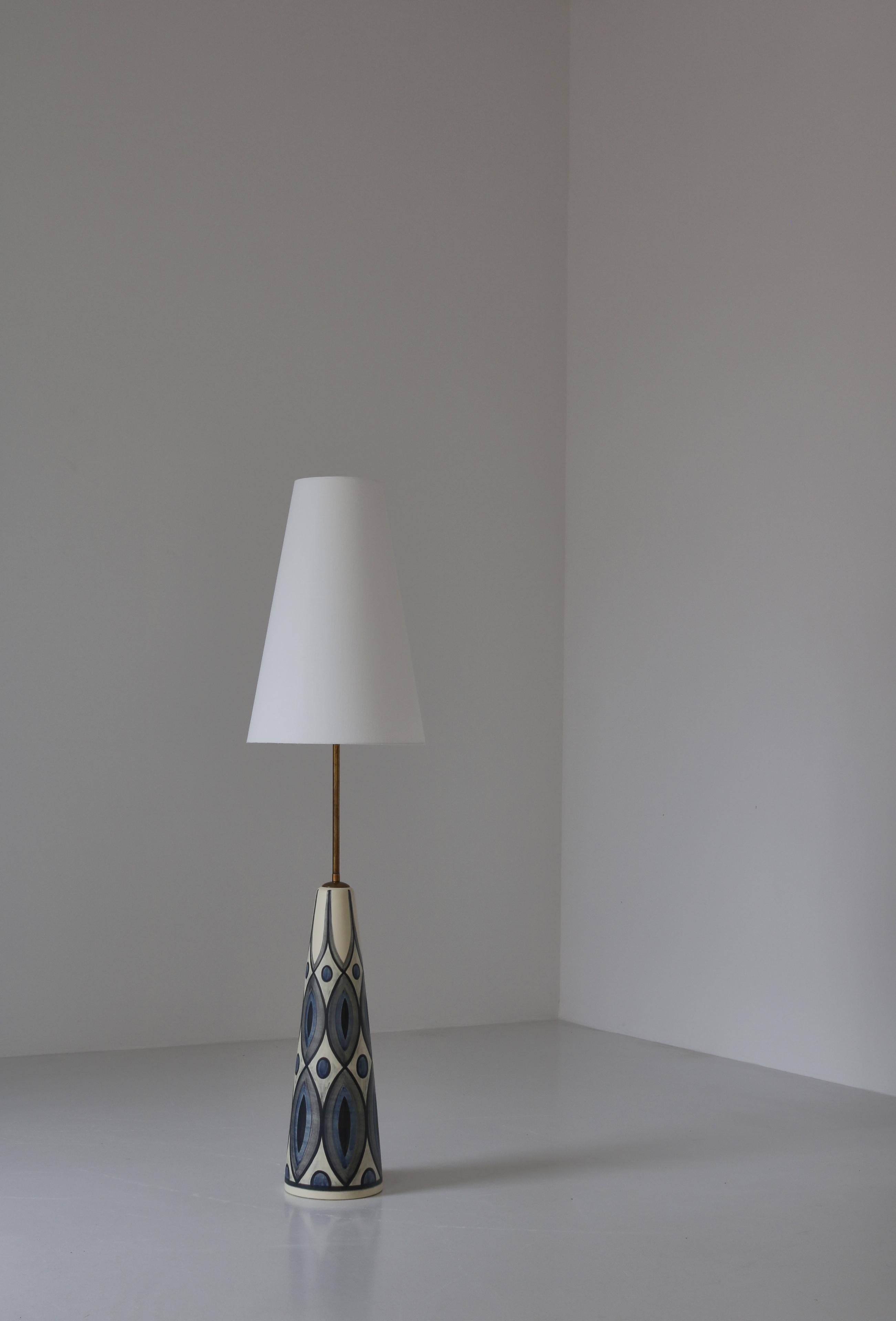 Large Blue Ceramic Floor Lamp by Rigmor Nielsen for Søholm, 1960s, Danish Modern For Sale 9